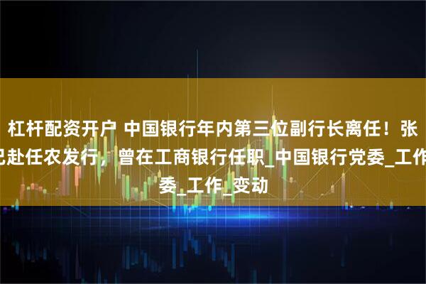杠杆配资开户 中国银行年内第三位副行长离任！张小东已赴任农发行，曾在工商银行任职_中国银行党委_工作_变动