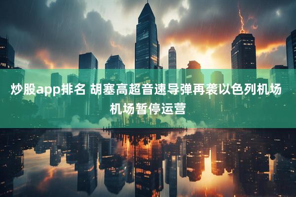 炒股app排名 胡塞高超音速导弹再袭以色列机场 机场暂停运营