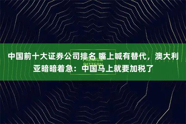 中国前十大证券公司排名 嘴上喊有替代，澳大利亚暗暗着急：中国马上就要加税了